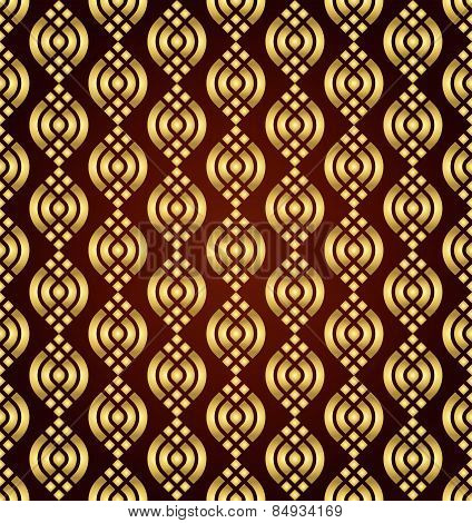 Gold Abstract Lotus Seamless Pattern On Pastel Background