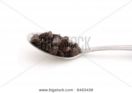 Chocolate Chips On Spoon