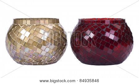 Close-up of two candlestick holders
