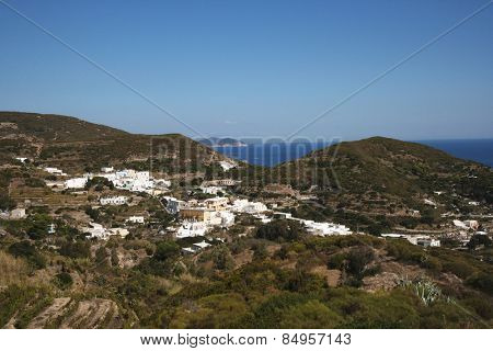 Buildings on an island, Ponza, Tyrrhenian Sea, Province Of Latina, Lazio, Italy