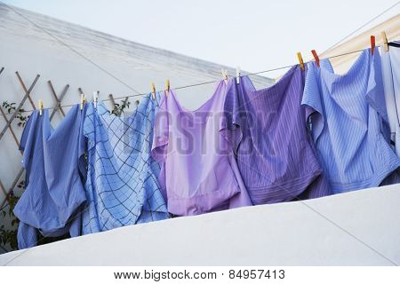 Clothes hanging on a clothesline, Ponza, Province Of Latina, Lazio, Italy