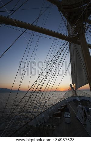 Clipper ship in the sea, Amalfi, Province Of Salerno, Gulf Of Salerno, Tyrrhenian Sea, Campania, Italy