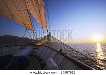 Clipper ship in the sea, Amalfi, Province Of Salerno, Gulf Of Salerno, Tyrrhenian Sea, Campania, Italy