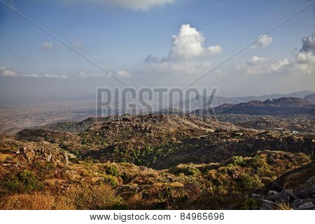 Clouds over Guru Shikhar, Arbuda Mountains, Mount Abu, Sirohi District, Rajasthan, India