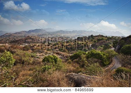 Clouds over Guru Shikhar, Arbuda Mountains, Mount Abu, Sirohi District, Rajasthan, India