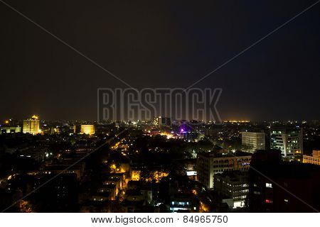 City lit up at night, Chennai, Tamil Nadu, India