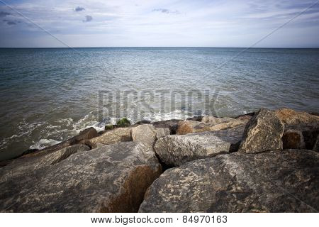 Rocks on the coast, Laccadive Sea, KanyaKumari, Tamil Nadu, India