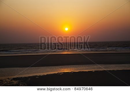 Sunset over the sea, Morjim, Pernem, Goa, India