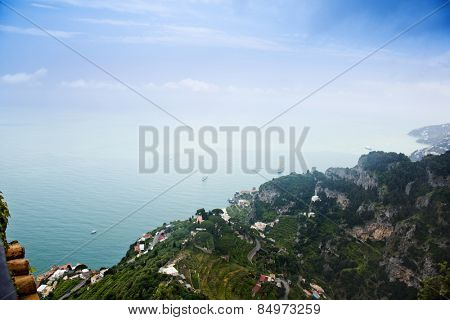 Sea view from Villa Cimbrone, Ravello, Province of Salerno, Campania, Italy