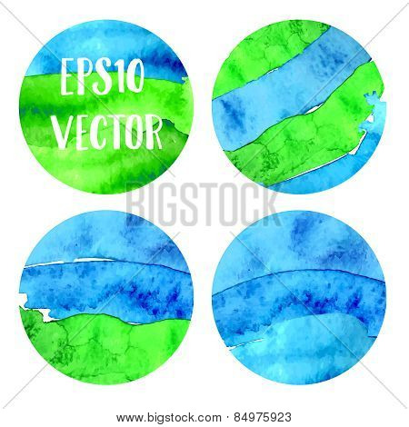 Watercolor circles  stains set