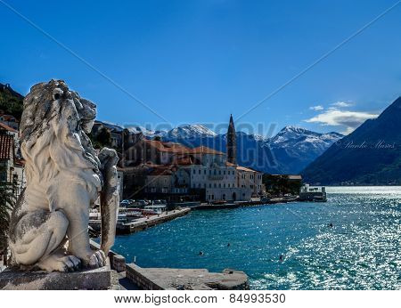 Lion statue in Perast