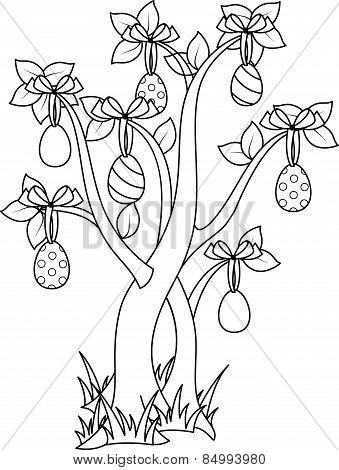 Easter tree coloring page