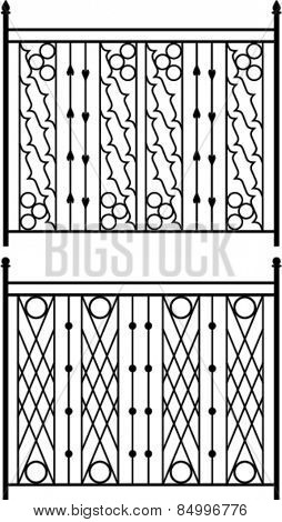 Wrought Iron Gate, Door, Fence, Window, Grill, Railing Design Vector Art