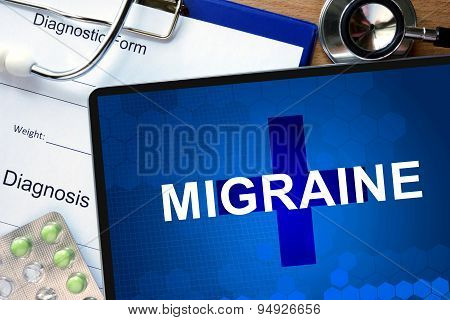 Diagnosis Migraine and tablets.