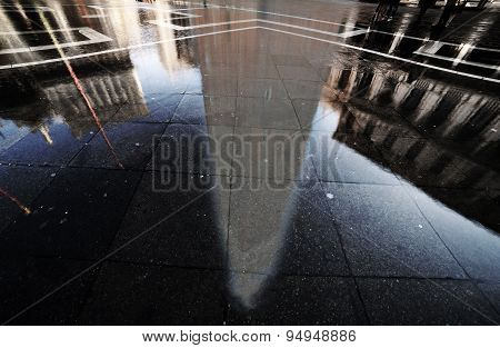 Reflection Of Bell Tower Of Sain Mark In Venice