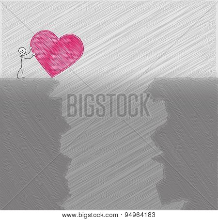 Man Pushing His Heart To Abyss