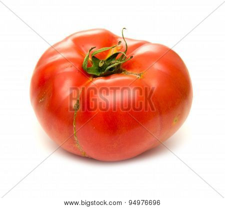 Large Ground-grown Tomato Isolated On White