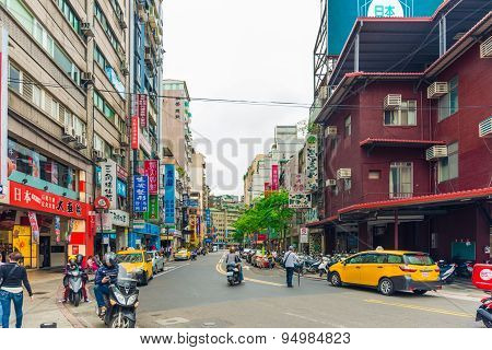 TAIPEI TAIWAN - MARCH 21: Ximending District MARCH 21 2015 in Taipei TW. Originally developed during Japanese colonial rule the district is now the source of Taiwan's fashion subculture.