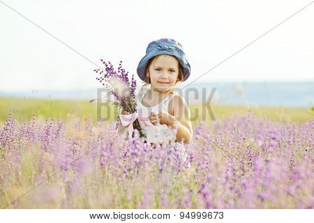Girl In Lavender Field