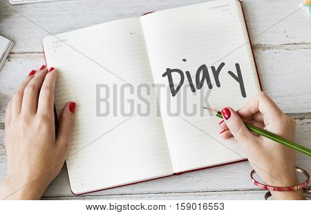 Diary Daily Record Journal Daybook Memoir Concept