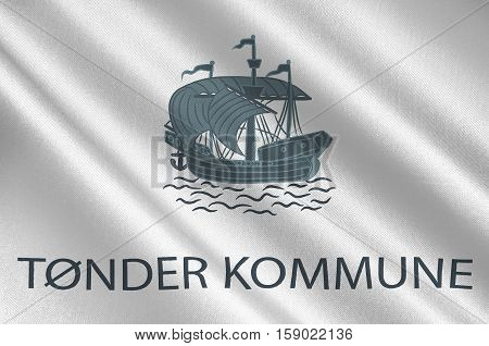 Flag of Toender is a municipality in Region Hovedstaden of Denmark. 3d illustration