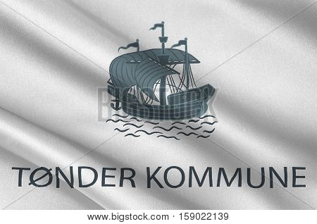 Flag of Toender is a municipality in Region Hovedstaden of Denmark. 3d illustration