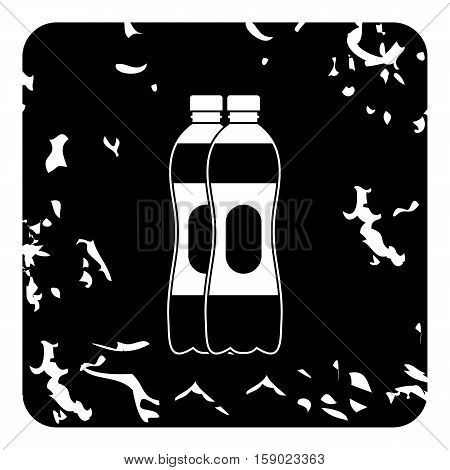 Two plastic bottles of water icon. Grunge illustration of two plastic bottles of water vector icon for web
