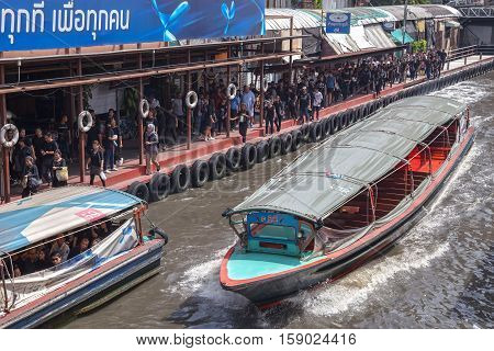 BANGKOK THAILAND - 22 Oct 2016 - the khlong saen saeb in the city centre in Pratunam in the city of Bangkok in Thailand.