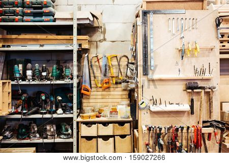 Empty workroom with technical instruments