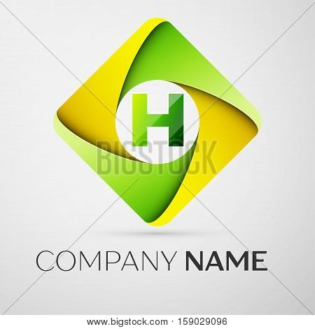 Letter H vector logo symbol in the colorful rhombus. Vector template for your design