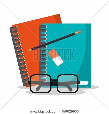 Book and glasses icon. Worktime office supplies and workforce theme. Colorful design. Vector illustration