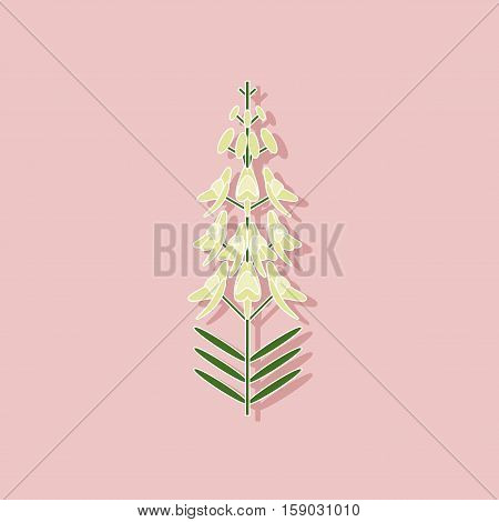 paper sticker on stylish background of herb Linaria