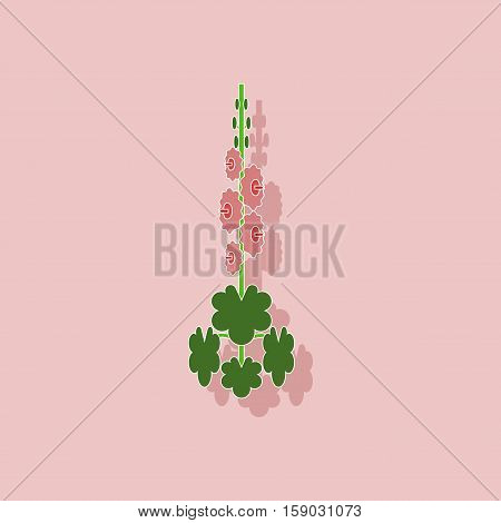 paper sticker on stylish background of plant Malva