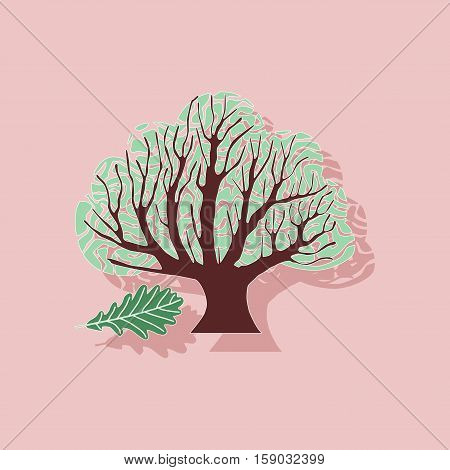 paper sticker on stylish background of plant Quercus