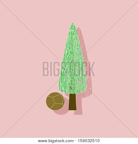 paper sticker on stylish background of plant Cupressus