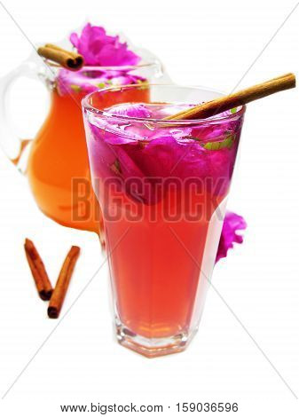 rose punch tea cocktail punch with cinnamon spice sticks