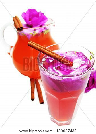 rose punch tea cocktail punch in jug and cup