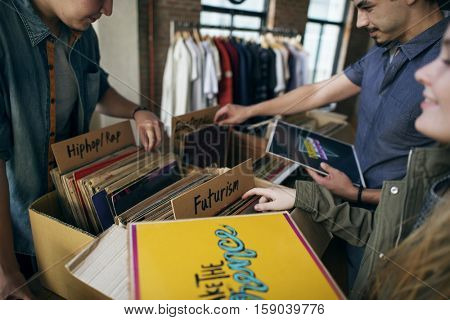 Vinyl Record Store Music Shopping Oldschool Classic Concept