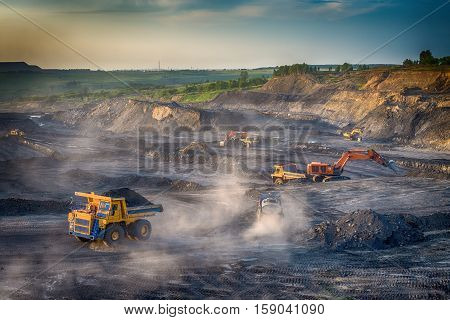 PROKOPYEVSK, KEMEROVO REGION, RUSSIA - DECEMBER 7, 2016: Production of coal in the coal mine