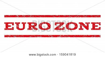 Euro Zone watermark stamp. Text caption between horizontal parallel lines with grunge design style. Rubber seal stamp with unclean texture. Vector red color ink imprint on a white background.