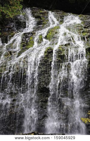 Water cascading down hillside at Beaver Brook Falls