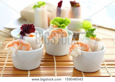 Salad with noodle prawn and vegetable for healty.