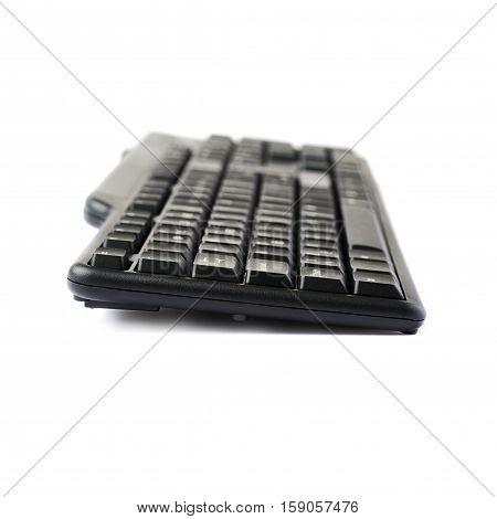 Black computer querty keyboard isolated over white background