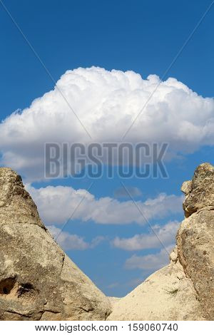 Excellent photo Mountains from tuff in Cappadocia in Turkey
