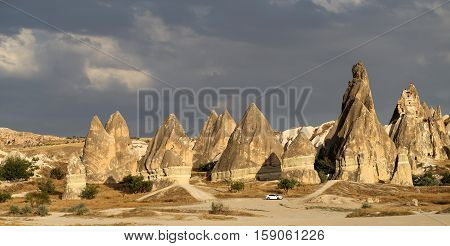 Excellent photo Mountains from tuff in Cappadocia in Turkey
