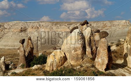 Excellent photo Mountains from tuff in Cappadocia in Turkey