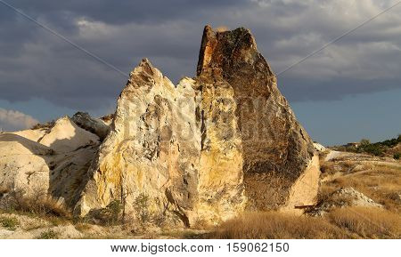 Excellent photo Mountains from tuff in Cappadocia in Turkey
