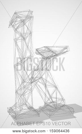 Abstract illustration of a Pencil sketched lowercase letter K with Transparent Shadow. Hand drawn 3D K for your design. EPS 10 vector illustration.