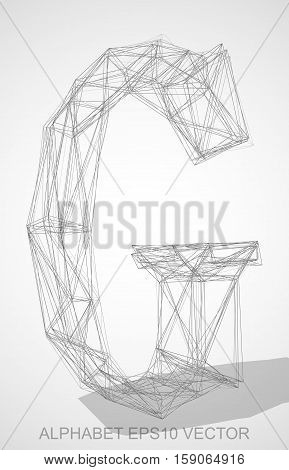 Abstract illustration of a Pencil sketched uppercase letter G with Transparent Shadow. Hand drawn 3D G for your design. EPS 10 vector illustration.
