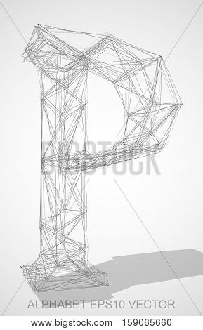 Abstract illustration of a Pencil sketched uppercase letter P with Transparent Shadow. Hand drawn 3D P for your design. EPS 10 vector illustration.